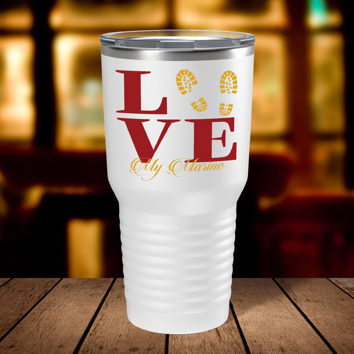 Marine Love on White 30 oz Stainless Steel Tumbler