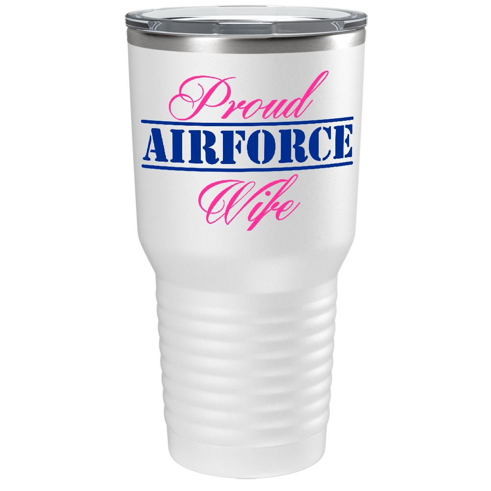 Proud Airforce Mom on White 30 oz Stainless Steel Tumbler