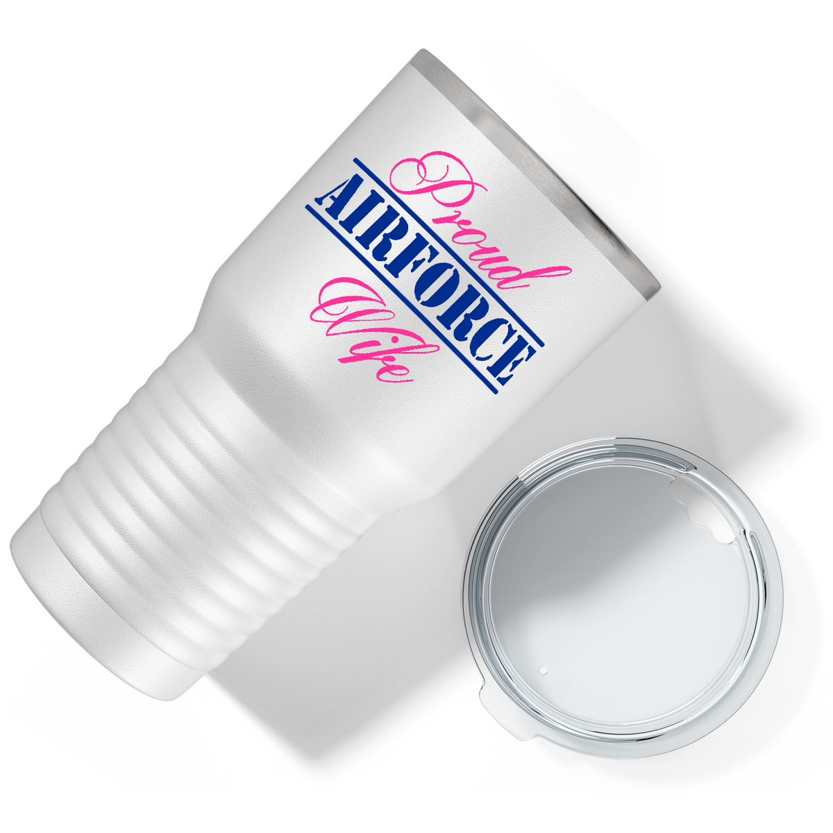 Proud Airforce Mom on White 30 oz Stainless Steel Tumbler