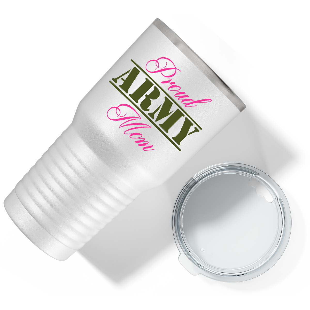 Proud Army Mom on White 30 oz Stainless Steel Tumbler