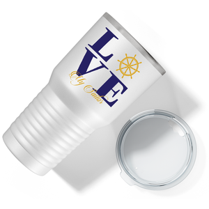 Navy Love on White 30 oz Stainless Steel Tumbler