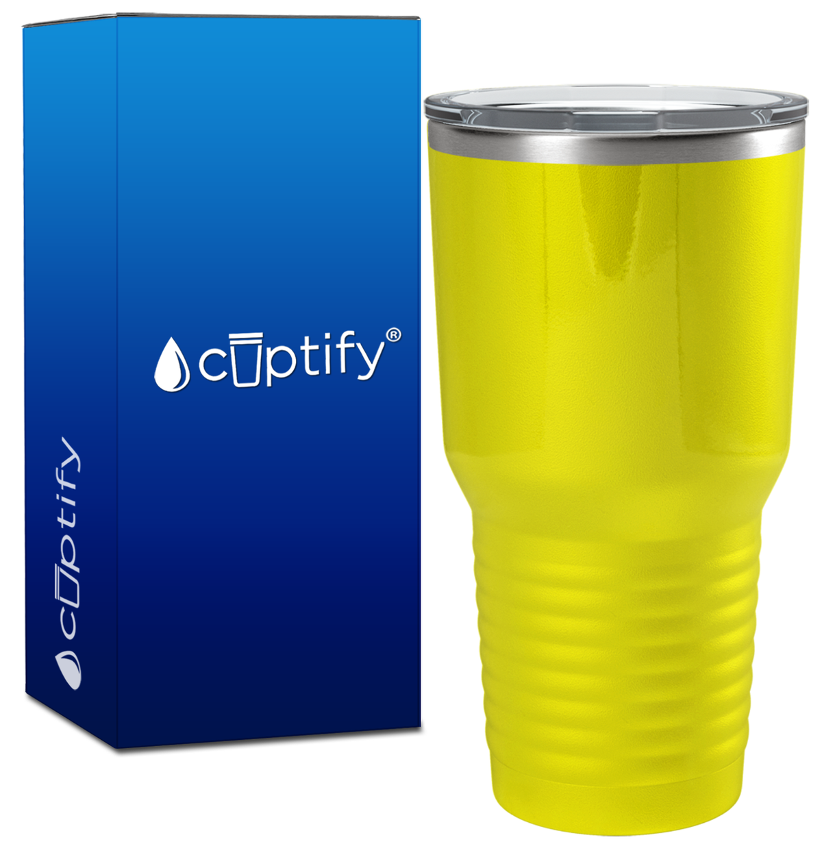 Custom Laser Engraved 30oz Yellow Gloss Stainless Steel Tumbler