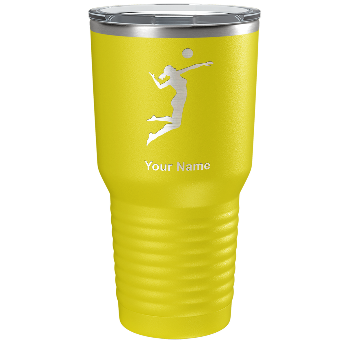 Personalized Volleyball Player Silhouette Laser Engraved on Stainless Steel Volleyball Tumbler