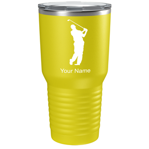 Golf Player Silhouette on Stainless Steel Golf Tumbler