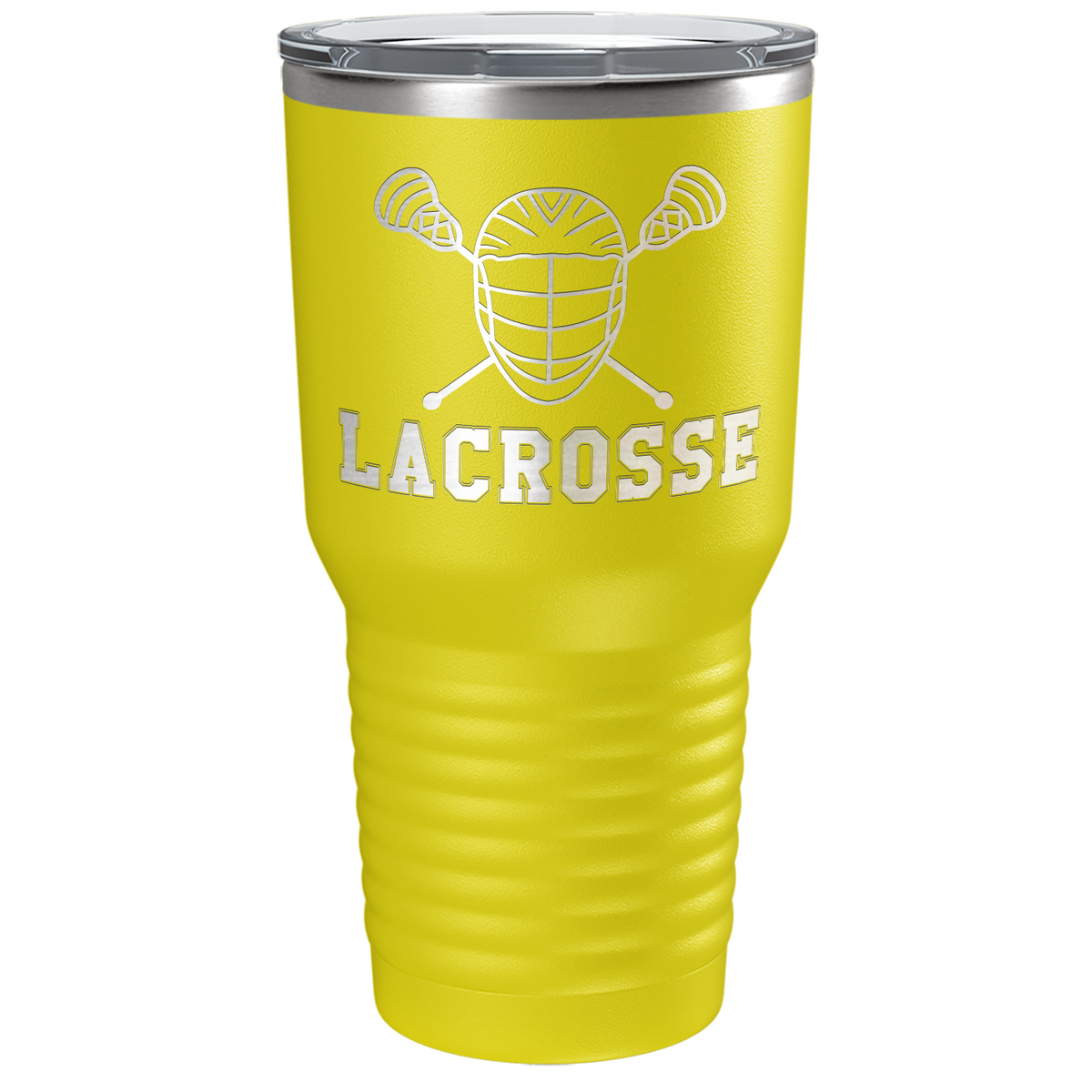 Lacrosse Mask and Sticks Laser Engraved on Stainless Steel Lacrosse Tumbler