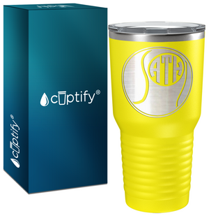 Personalized Monogrammed Tennis Ball Laser Engraved on Stainless Steel Tennis Tumbler