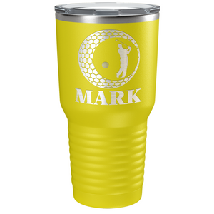 Personalized Golfer in Ball Laser Engraved on Stainless Steel Golf Tumbler