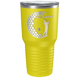 Personalized Golfer in Half Ball Laser Engraved on Stainless Steel Golf Tumbler