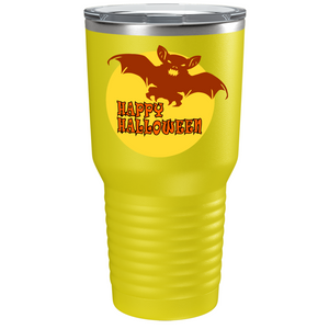 Happy Halloween Flying Bat on Stainless Steel Halloween Tumbler