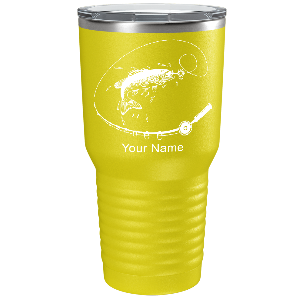 Fishing Poll with Fish on Stainless Steel Fishing Tumbler