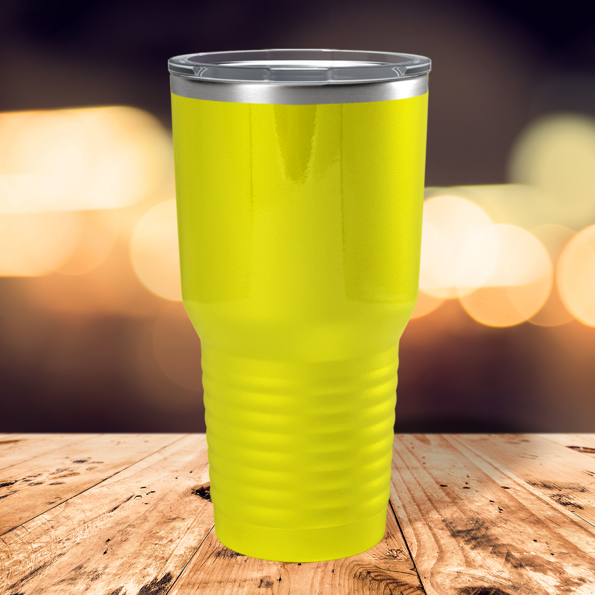 Custom Laser Engraved 30oz Yellow Gloss Stainless Steel Tumbler