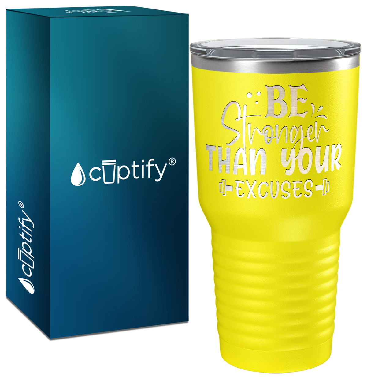 Be Stronger Than Your Excuses Laser Engraved on Stainless Steel Motivational Tumbler