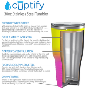 Custom Laser Engraved 30oz Yellow Pink Ombre Stainless Steel Tumbler