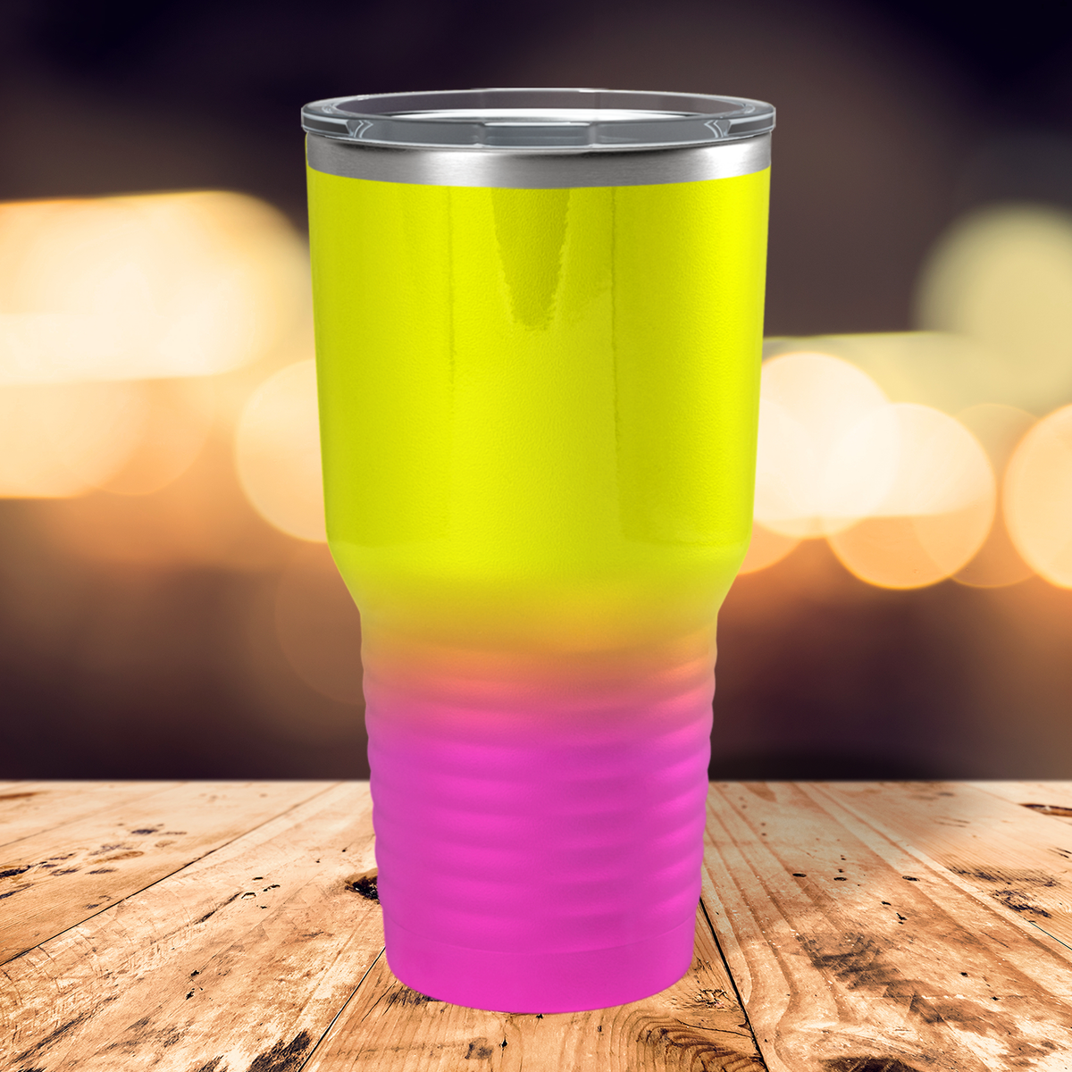 Custom Laser Engraved 30oz Yellow Pink Ombre Stainless Steel Tumbler