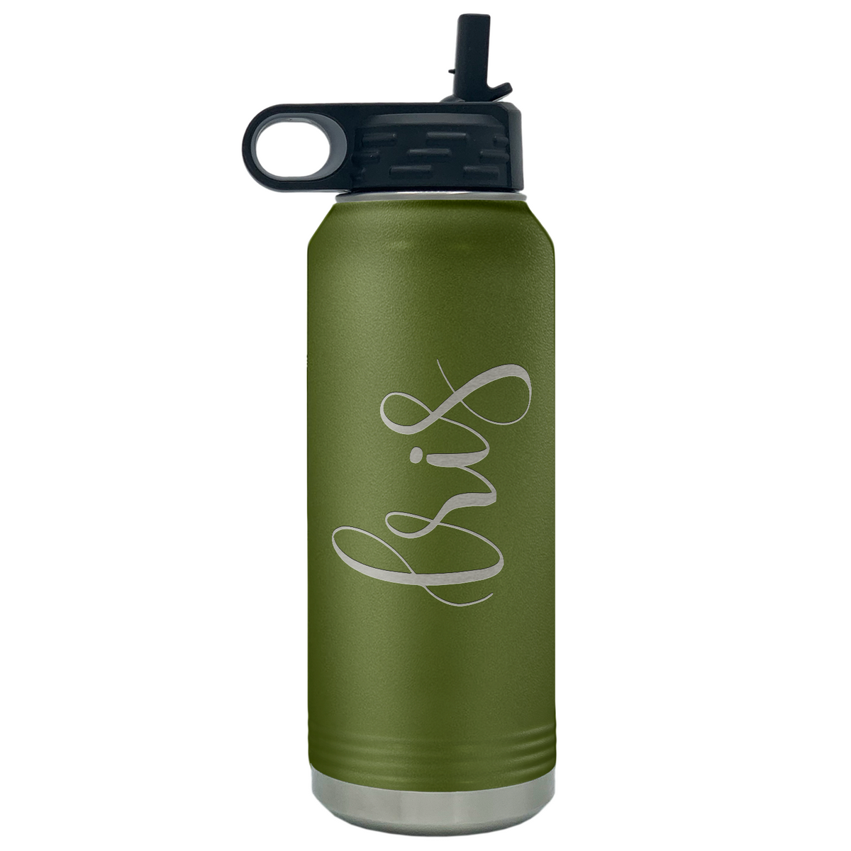 Cuptify Personalized Laser Engraved on Army Green Sports Bottle