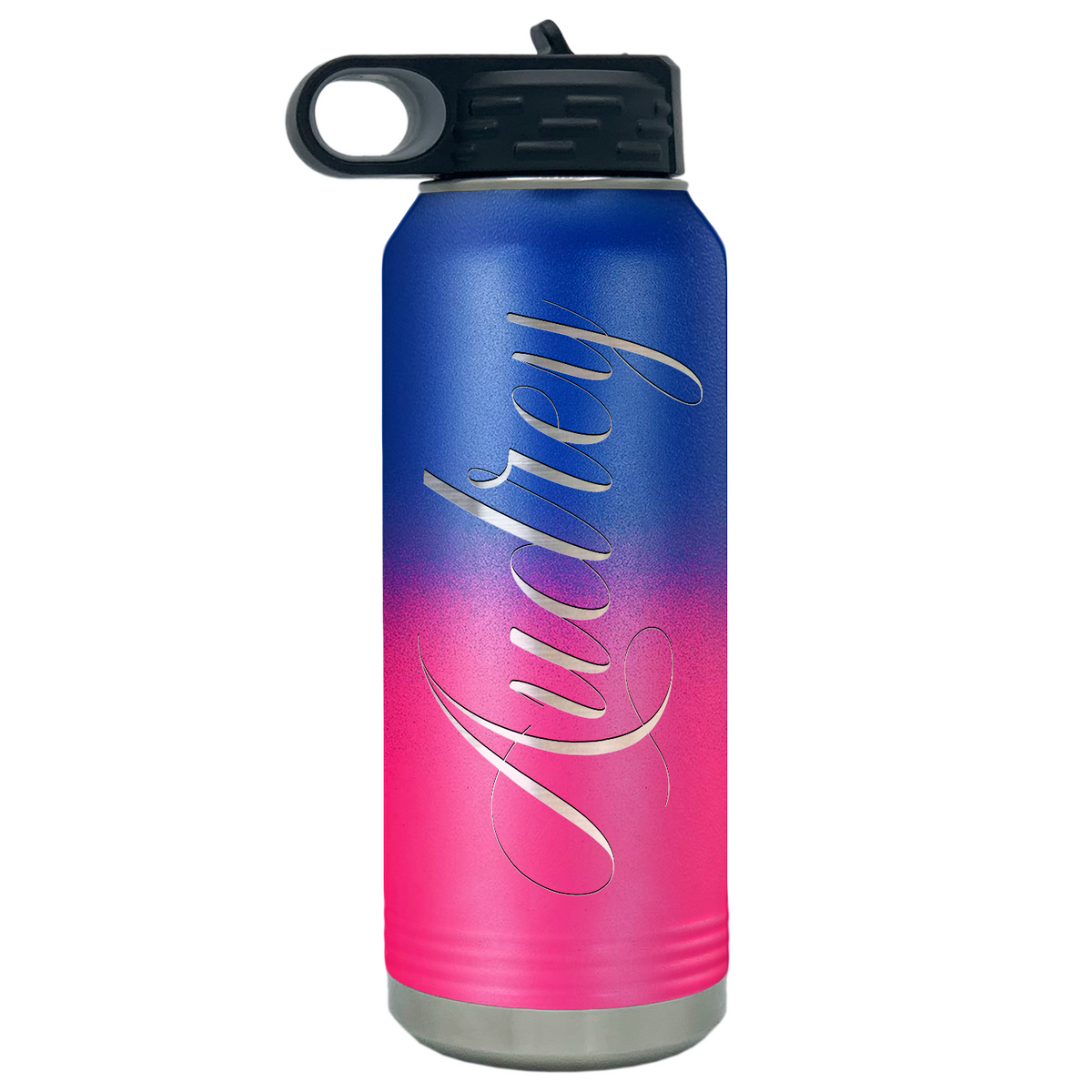 Cuptify Personalized Laser Engraved on Blue Pink Ombre Sports Bottle