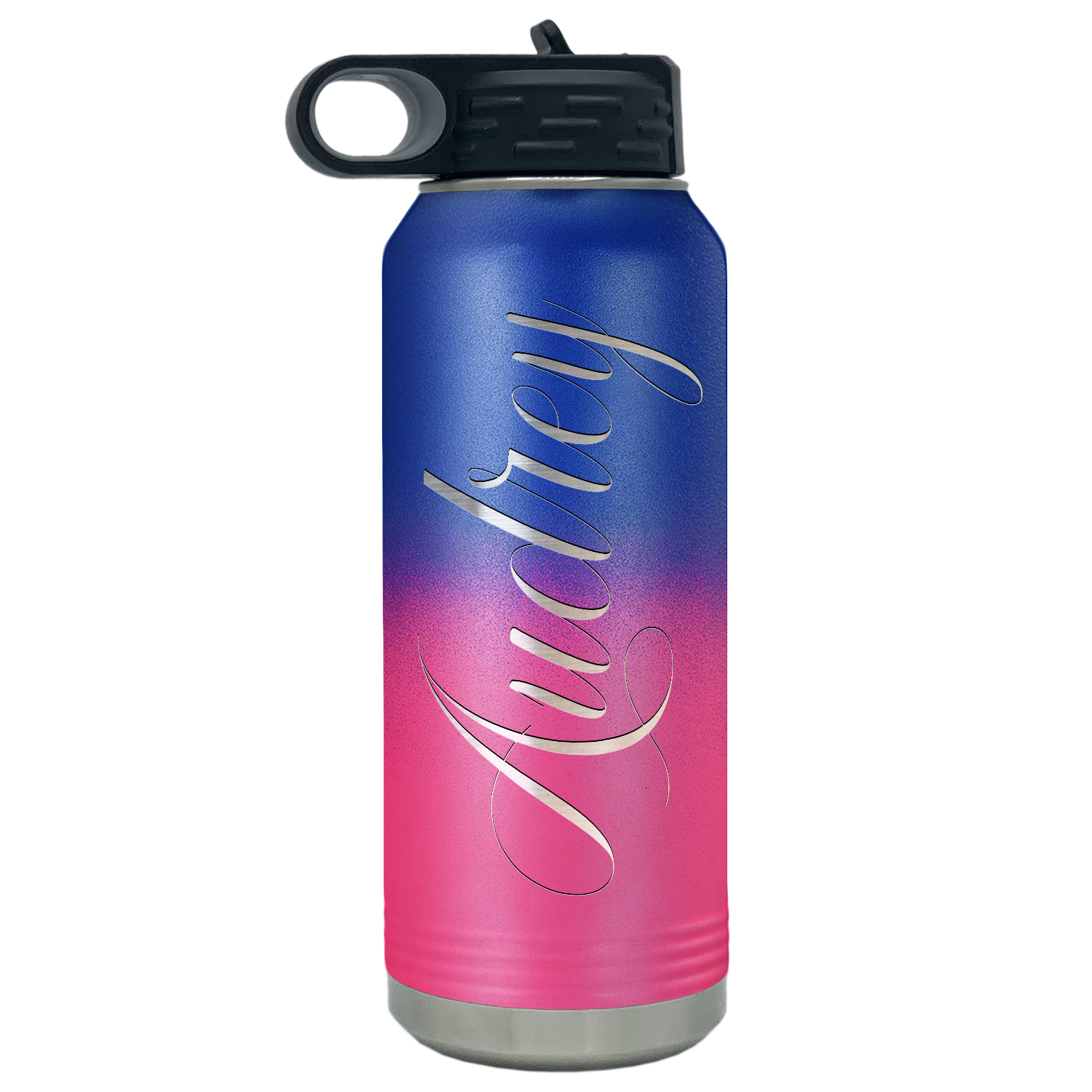 Cuptify Personalized Laser Engraved on Blue Pink Ombre Sports Bottle