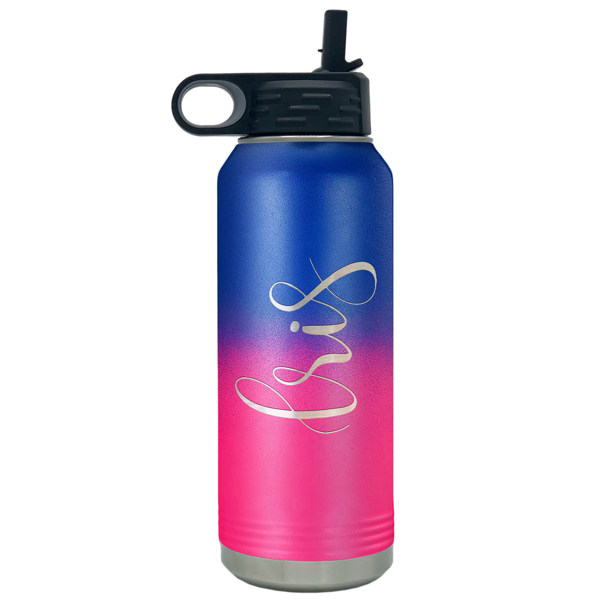 Cuptify Personalized Laser Engraved on Blue Pink Ombre Sports Bottle