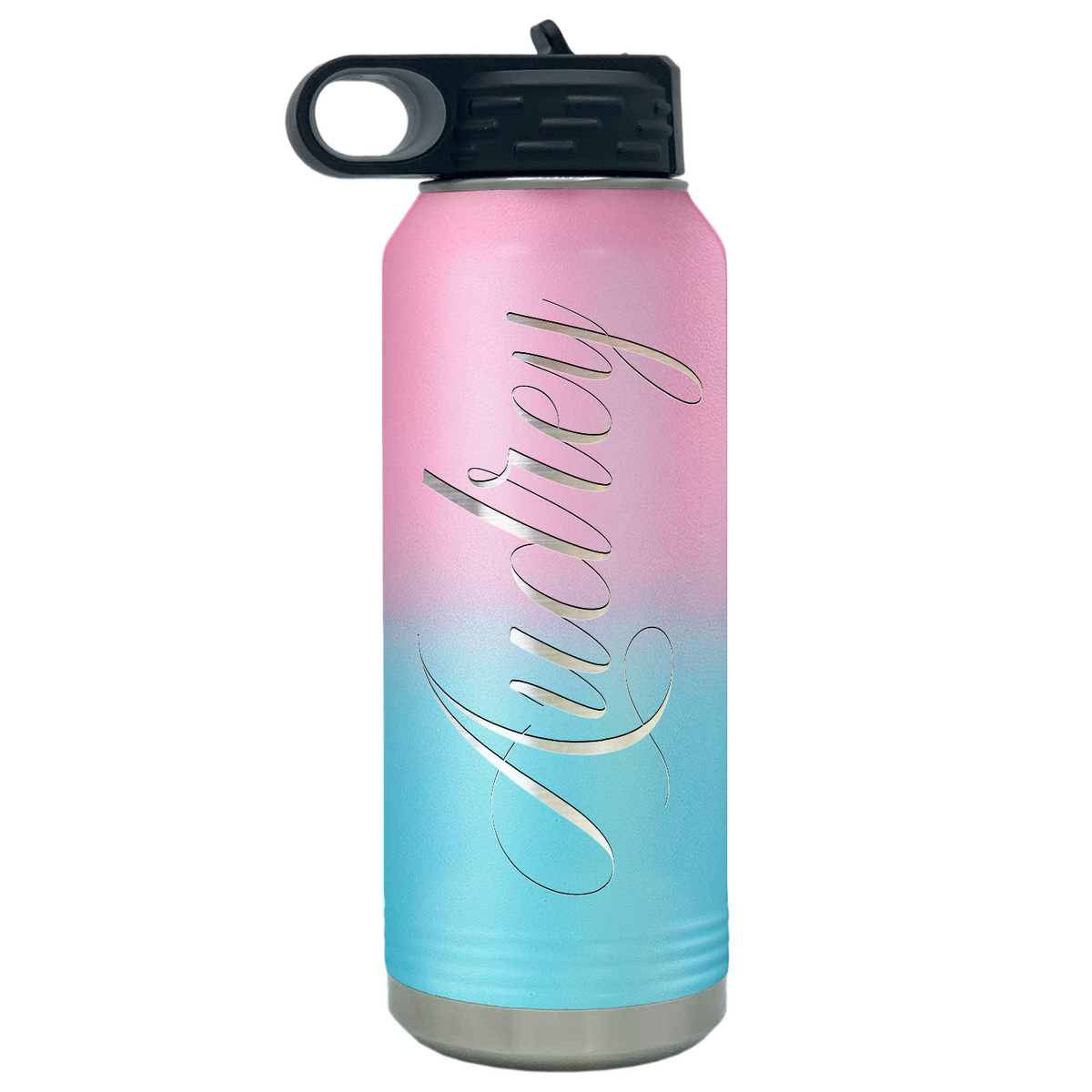 Cuptify Personalized Laser Engraved on Bubble Gum Ombre Sports Bottle
