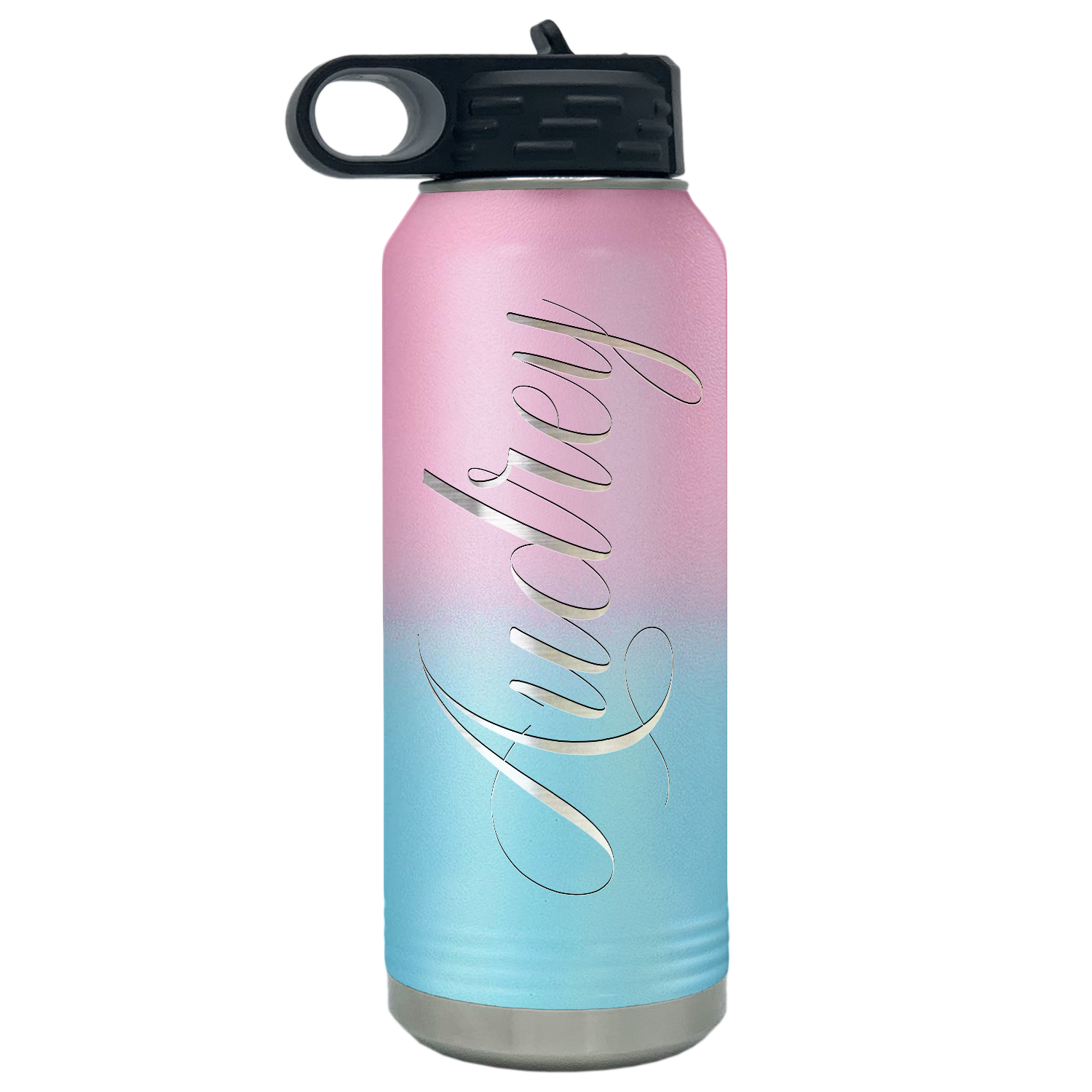 Cuptify Personalized Laser Engraved on Bubble Gum Ombre Sports Bottle