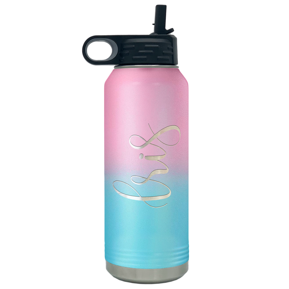Cuptify Personalized Laser Engraved on Bubble Gum Ombre Sports Bottle