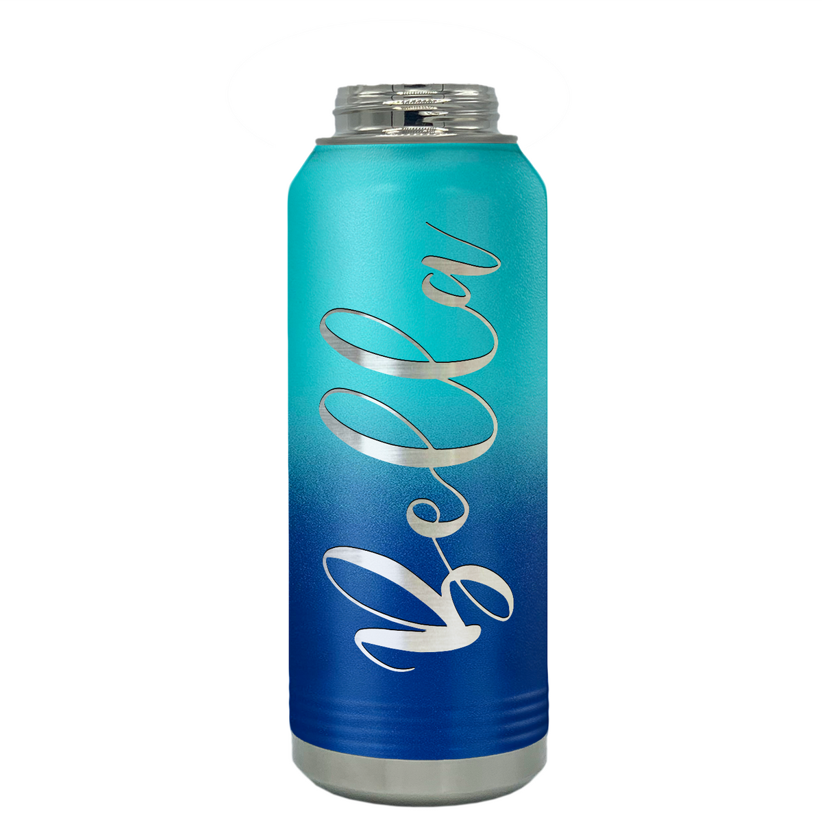 Cuptify Personalized Laser Engraved on Cyan Blue Ombre Sports Bottle