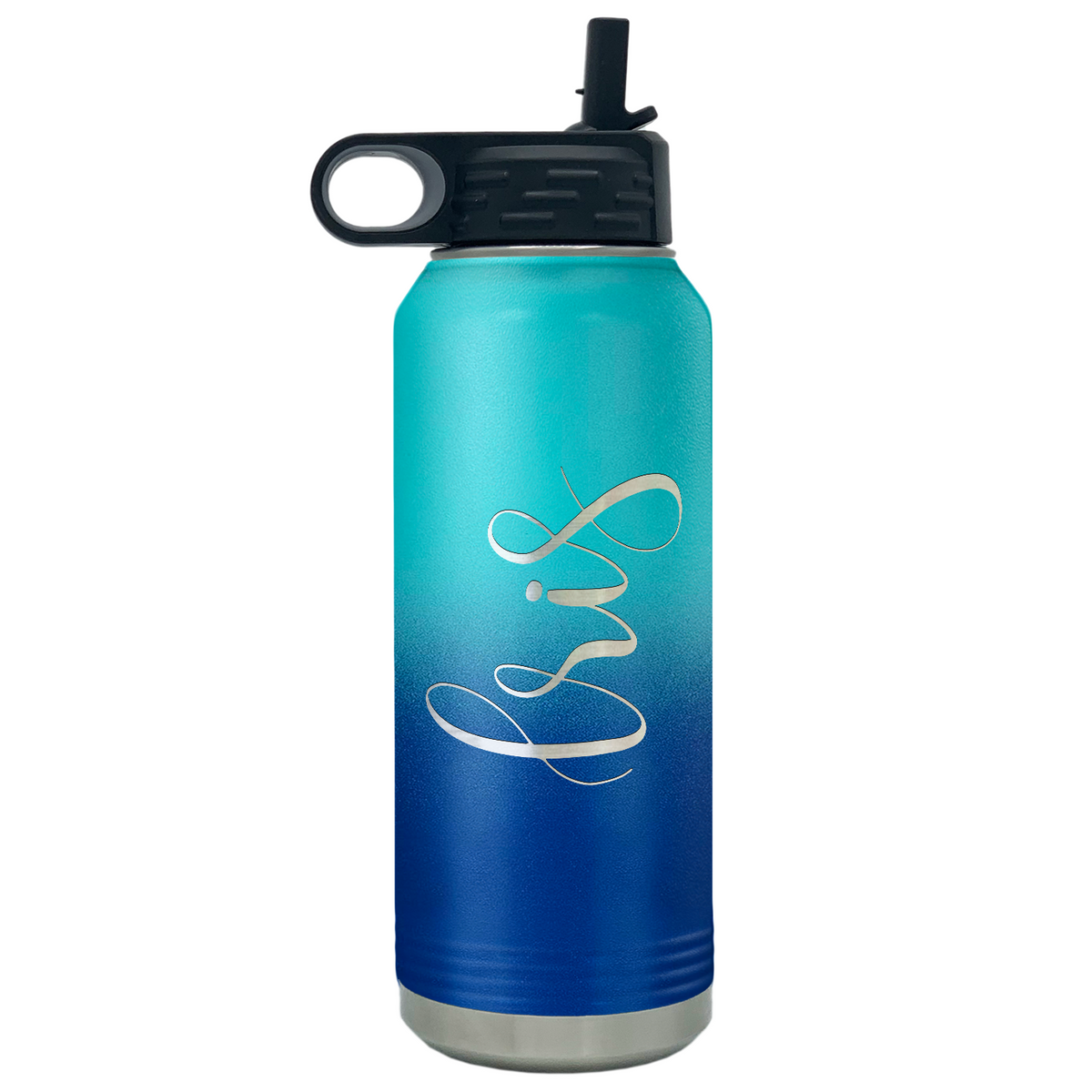 Cuptify Personalized Laser Engraved on Cyan Blue Ombre Sports Bottle