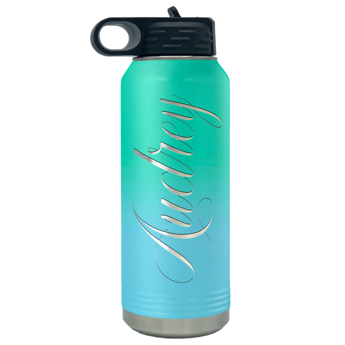 Cuptify Personalized Laser Engraved on Mint Blue Ombre Sports Bottle