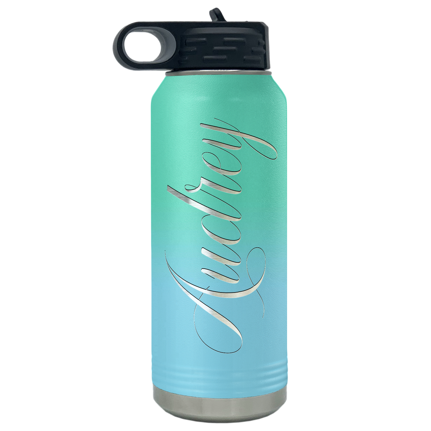 Cuptify Personalized Laser Engraved on Mint Blue Ombre Sports Bottle