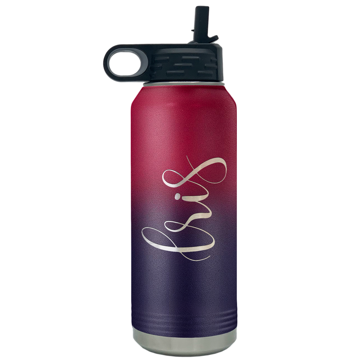 Cuptify Personalized Laser Engraved on Red Navy Blue Ombre Sports Bottle