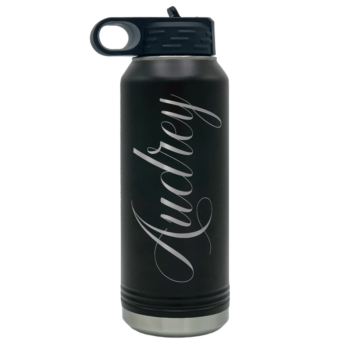 Cuptify Personalized Laser Engraved on Black Sports Bottle
