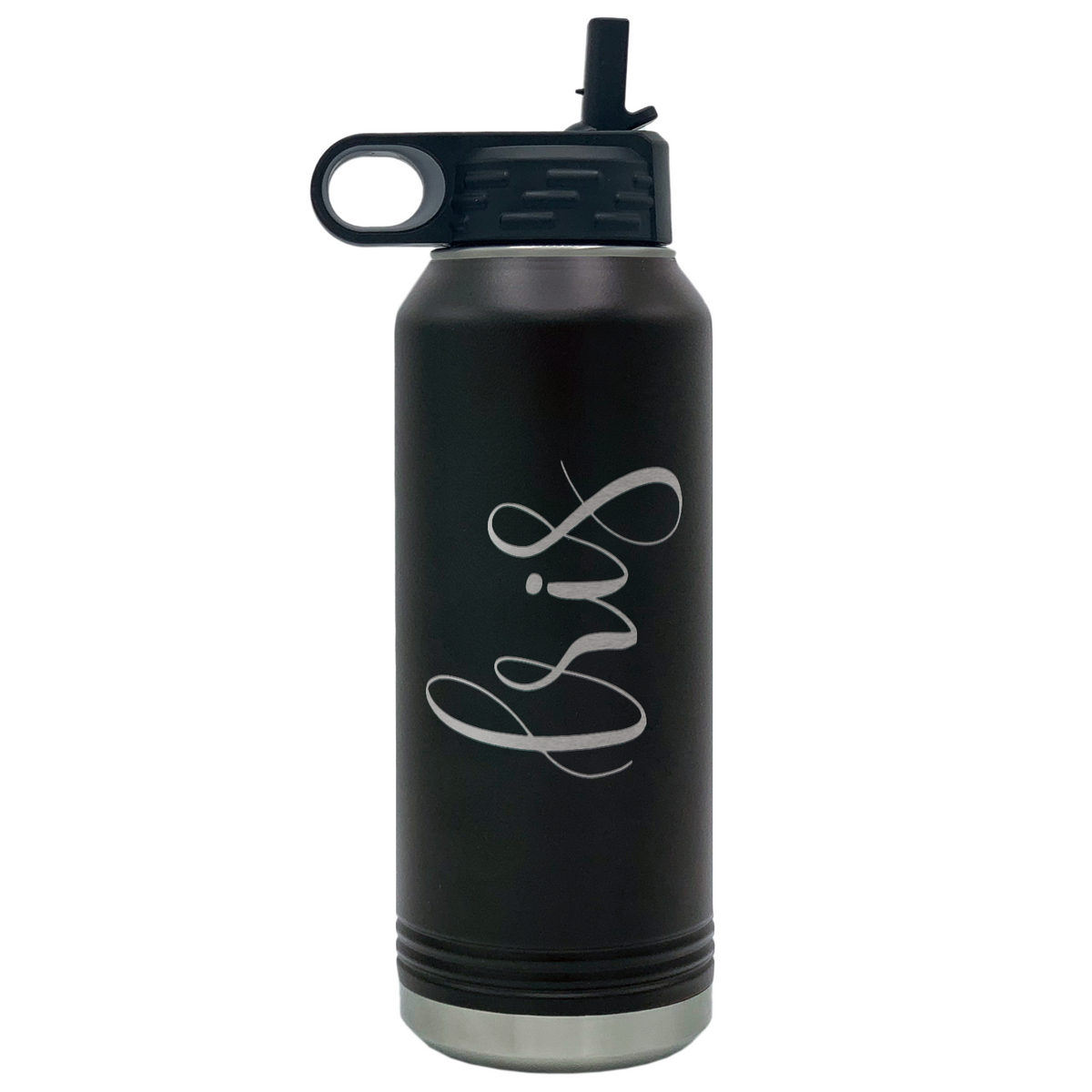 Cuptify Personalized Laser Engraved on Black Sports Bottle