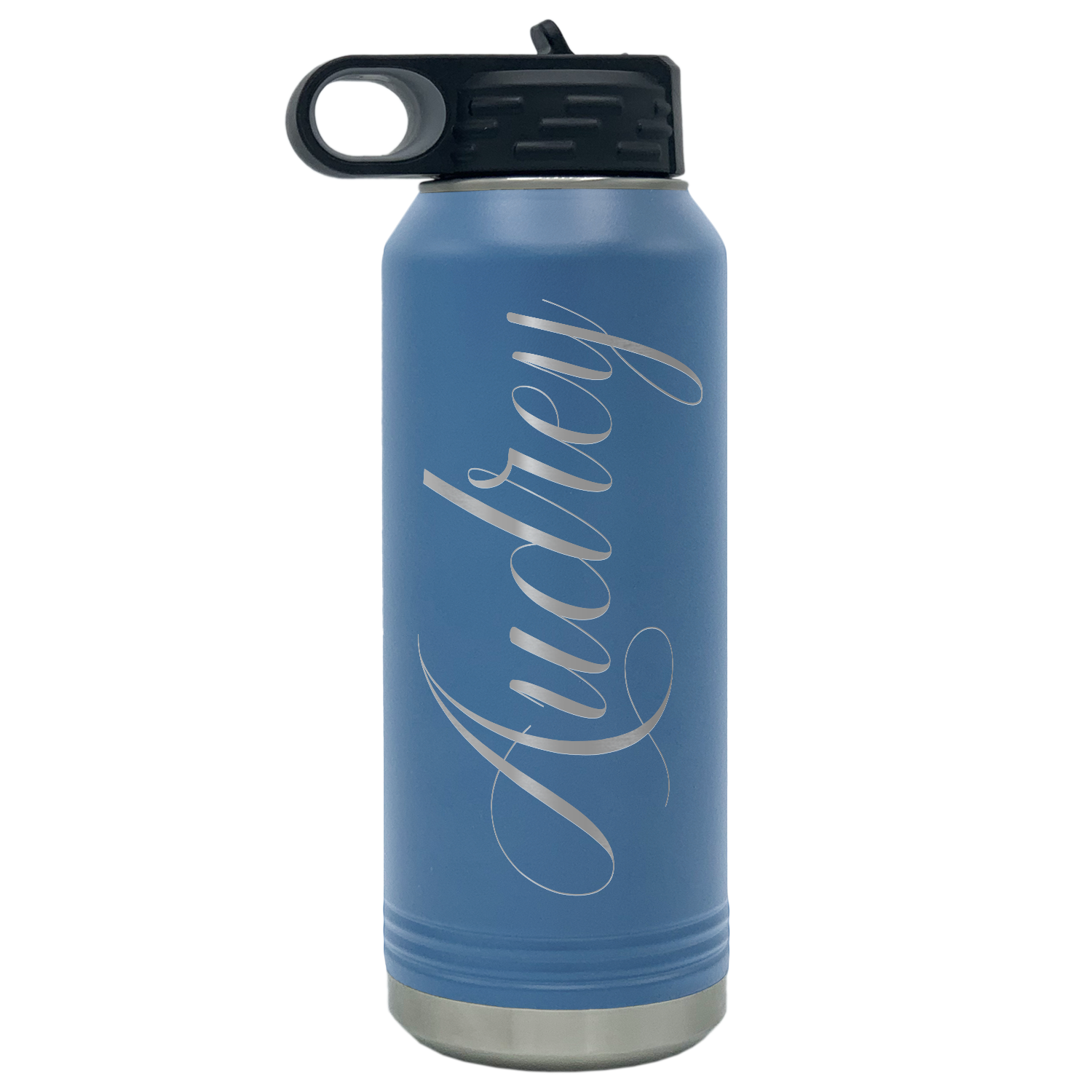 Cuptify Personalized Laser Engraved on Blue Sports Bottle
