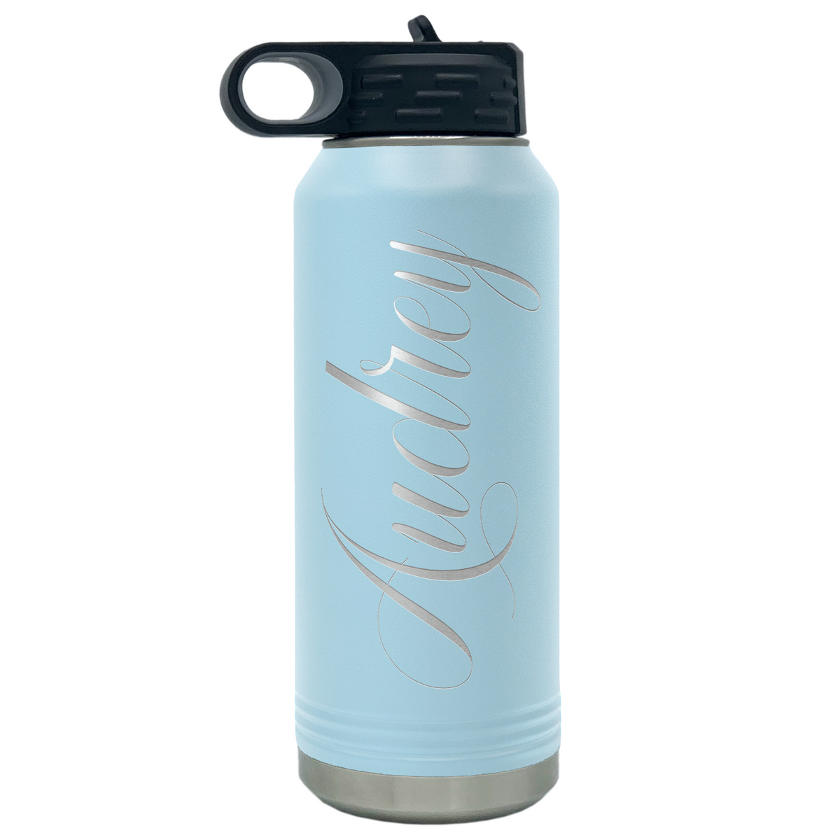 Cuptify Personalized Laser Engraved on Lite Blue Sports Bottle