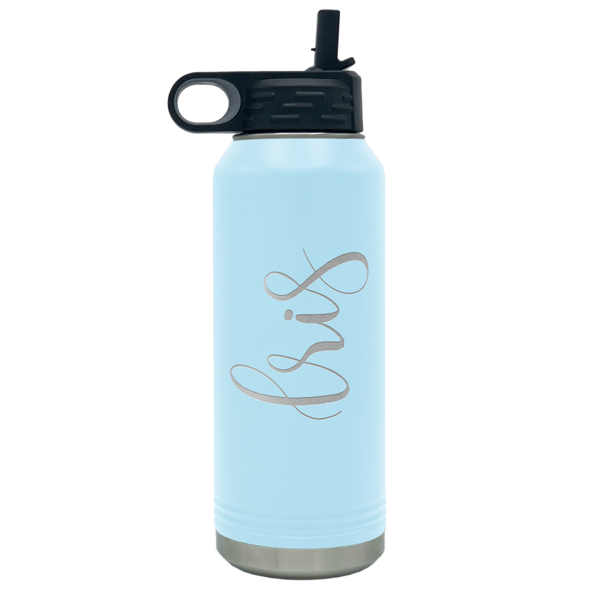 Cuptify Personalized Laser Engraved on Lite Blue Sports Bottle