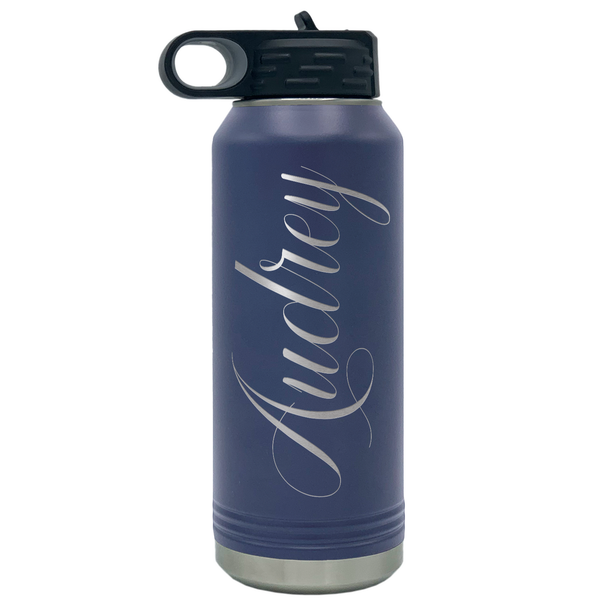 Cuptify Personalized Laser Engraved on Navy Blue Sports Bottle