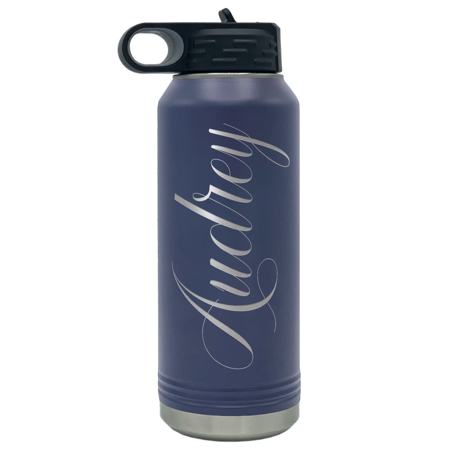 Cuptify Personalized Laser Engraved on Navy Blue Sports Bottle