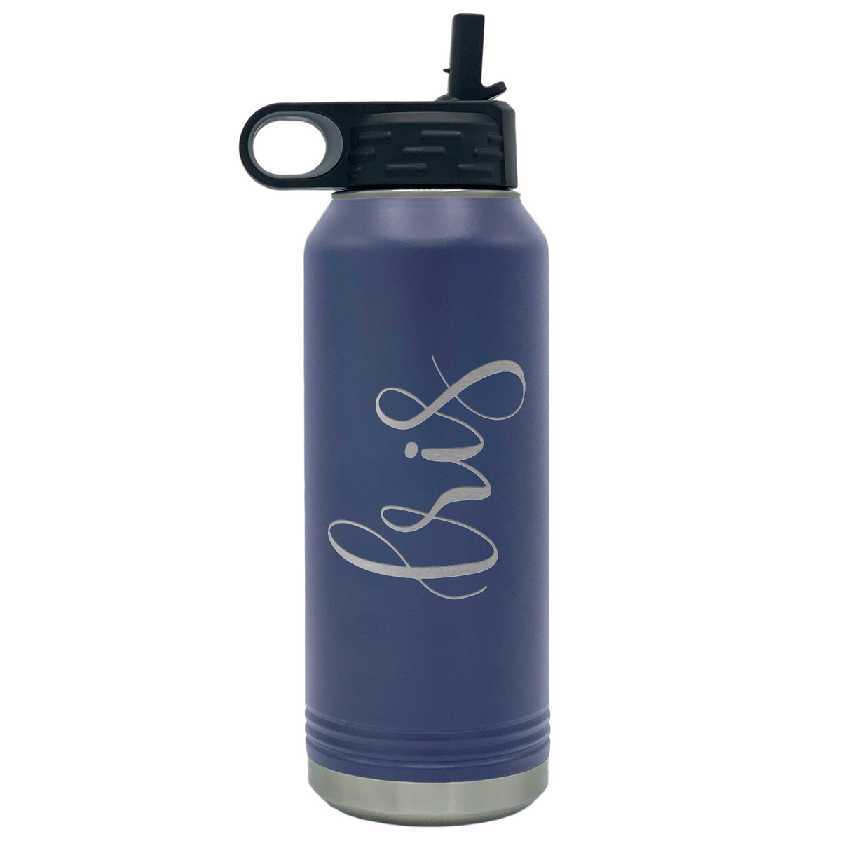 Cuptify Personalized Laser Engraved on Navy Blue Sports Bottle