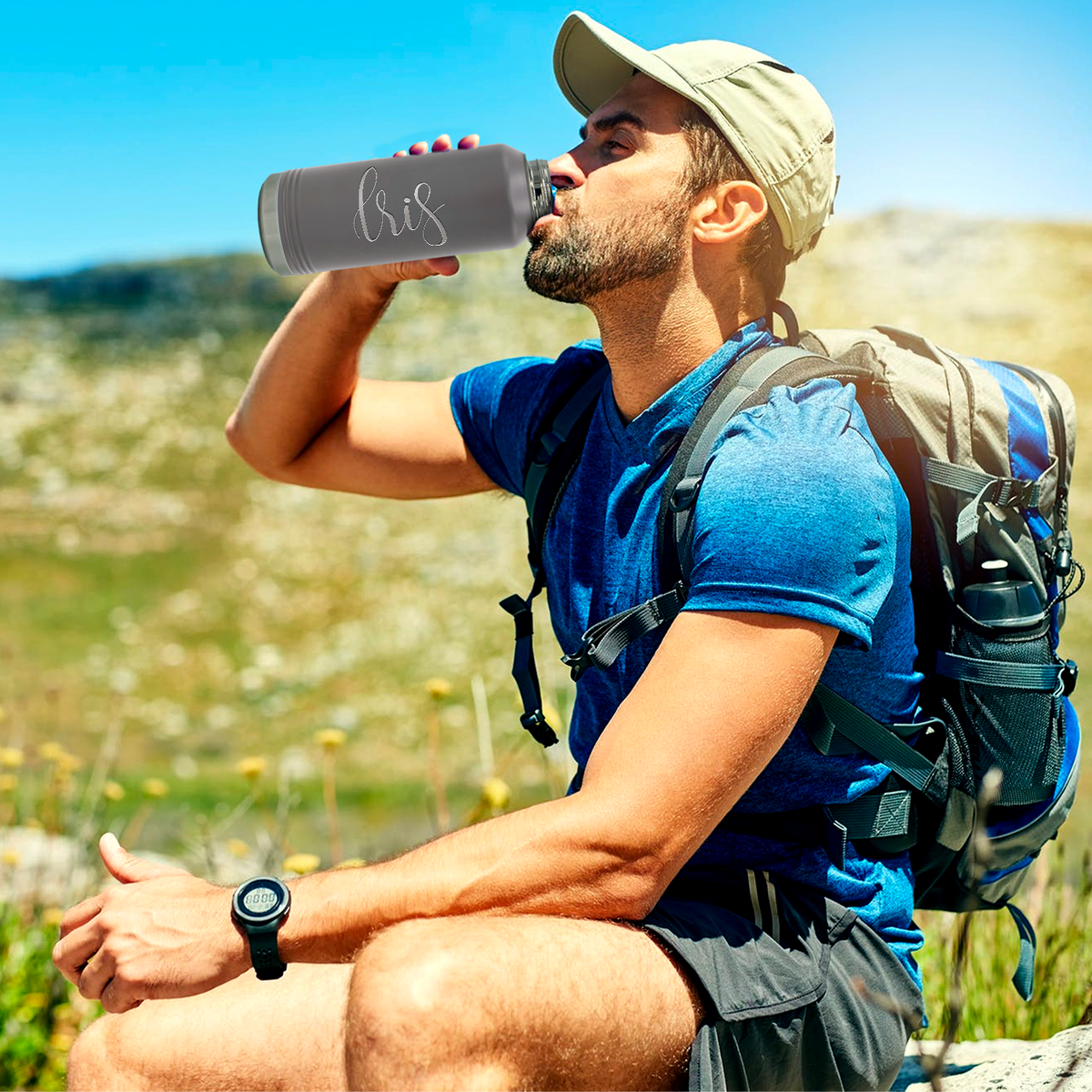 Cuptify Personalized Laser Engraved on Slate Sports Bottle
