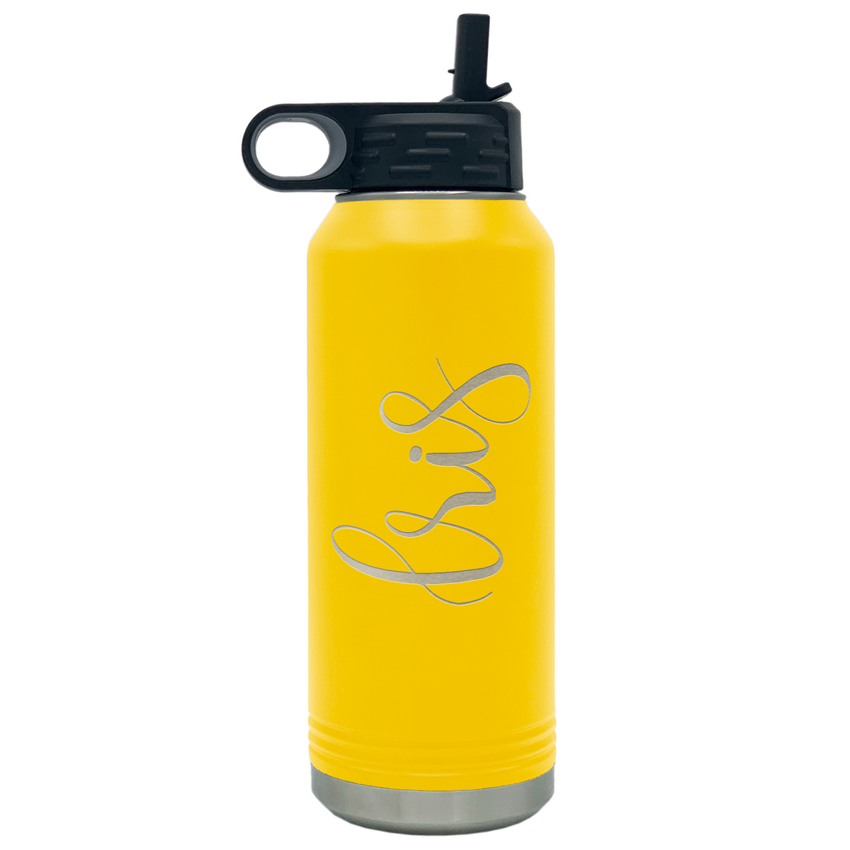 Cuptify Personalized Laser Engraved on Yellow Sports Bottle