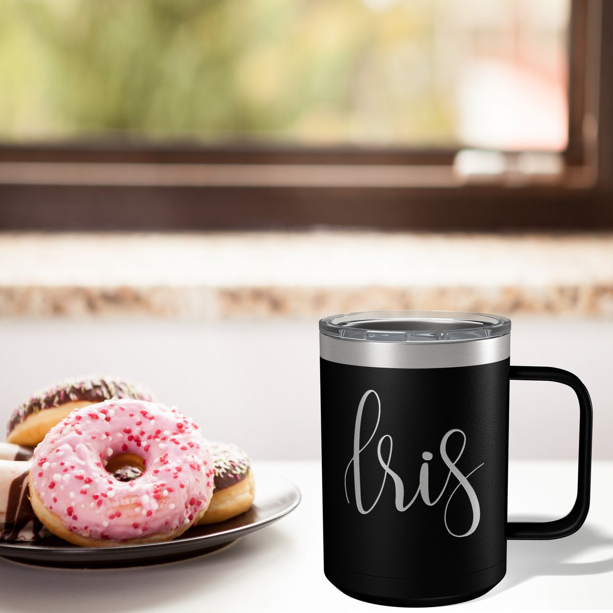 Cuptify Personalized Engraved 15 oz Stainless Steel Coffee Mug - Black