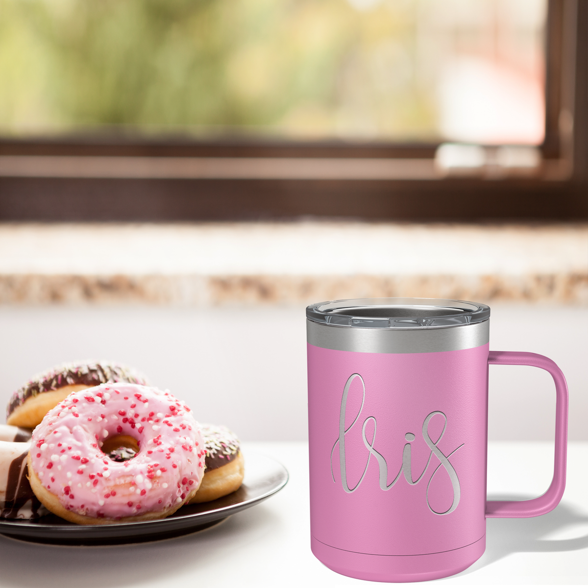 Cuptify Personalized Engraved 15 oz Stainless Steel Coffee Mug - Blush