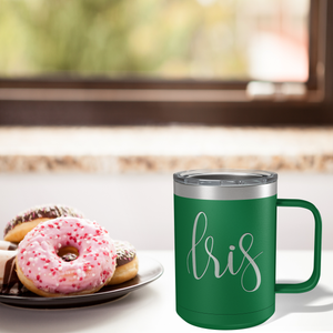 Cuptify Personalized Engraved 15 oz Stainless Steel Coffee Mug - Green