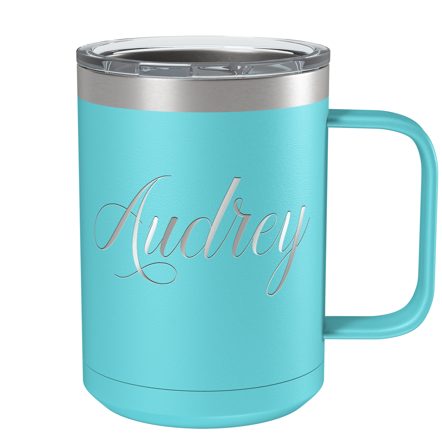 Cuptify Personalized Engraved 15 oz Stainless Steel Coffee Mug - Lite Blue
