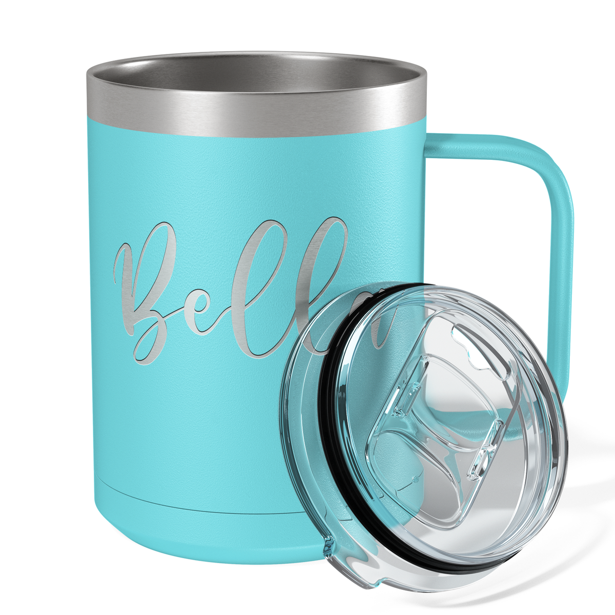 Cuptify Personalized Engraved 15 oz Stainless Steel Coffee Mug - Lite Blue