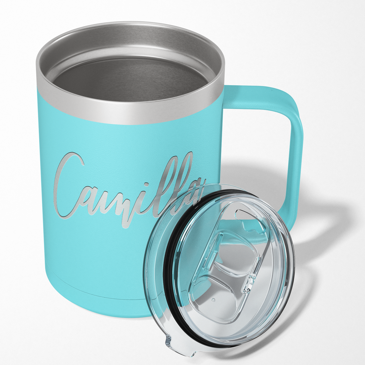 Cuptify Personalized Engraved 15 oz Stainless Steel Coffee Mug - Lite Blue