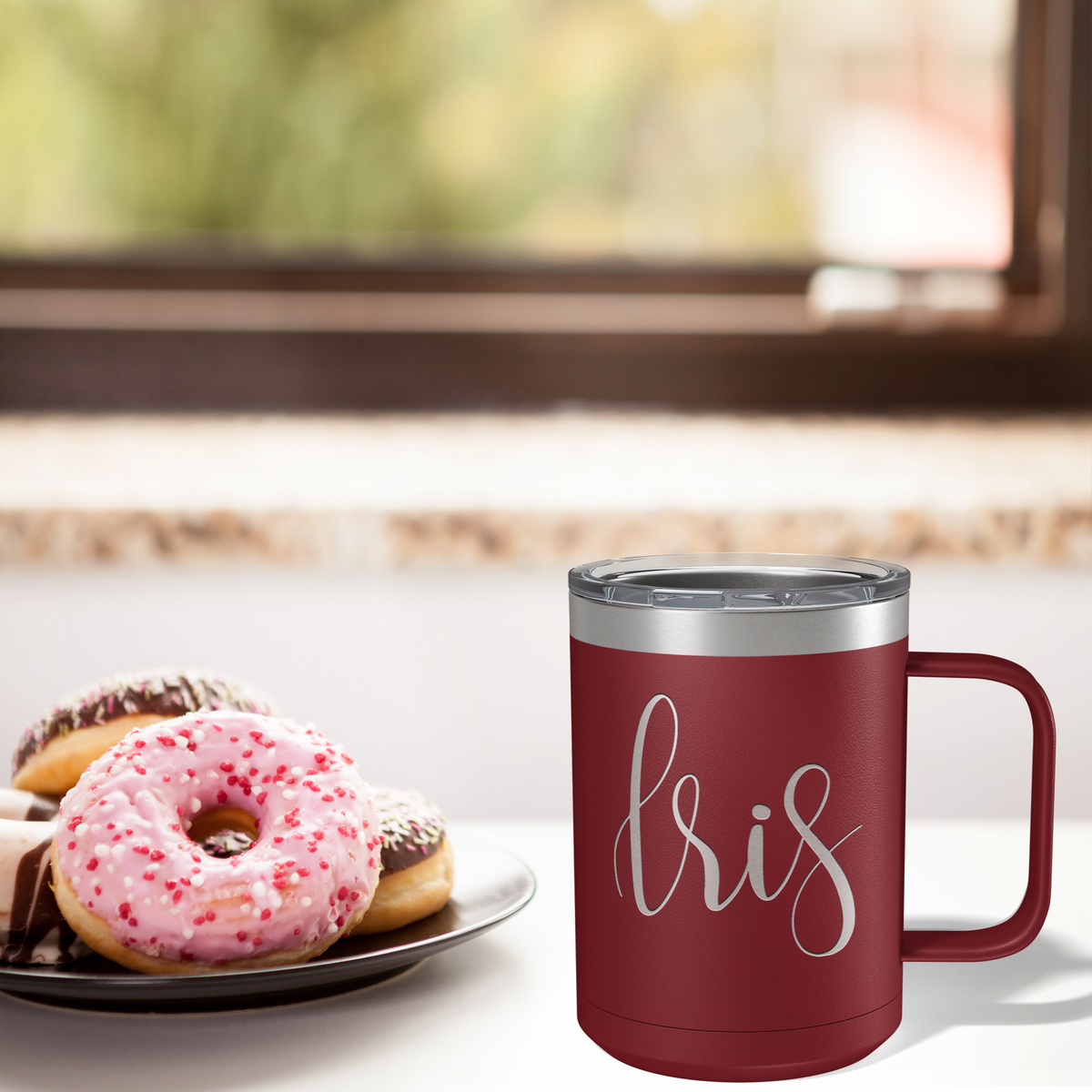 Cuptify Personalized Engraved 15 oz Stainless Steel Coffee Mug - Maroon