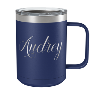 Cuptify Personalized Engraved 15 oz Stainless Steel Coffee Mug - Navy Blue