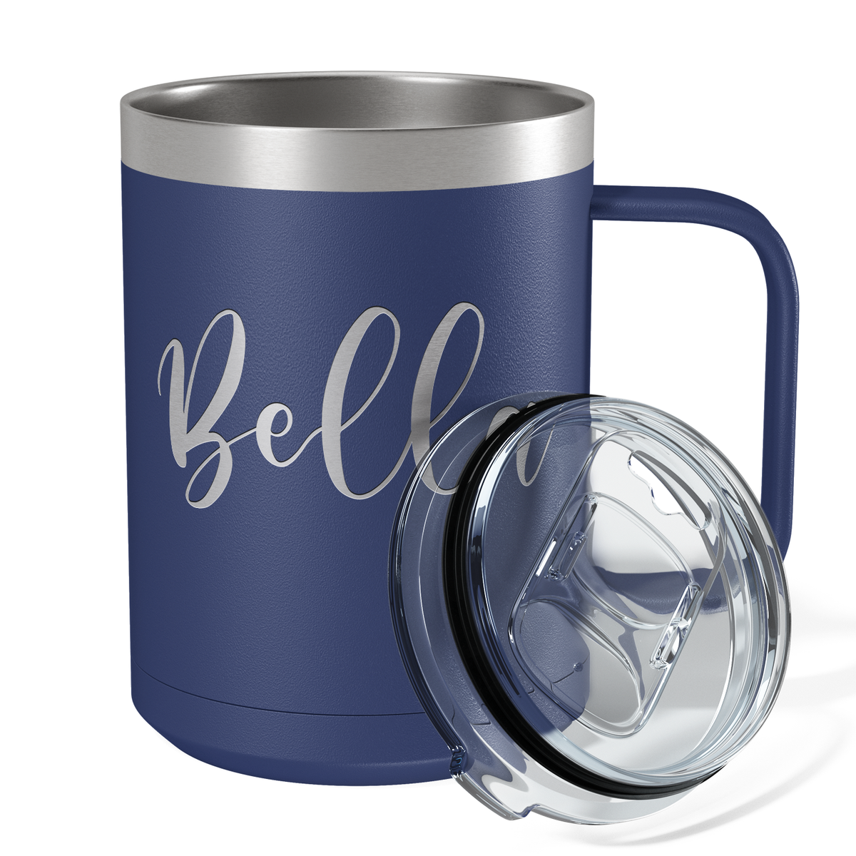 Cuptify Personalized Engraved 15 oz Stainless Steel Coffee Mug - Navy Blue