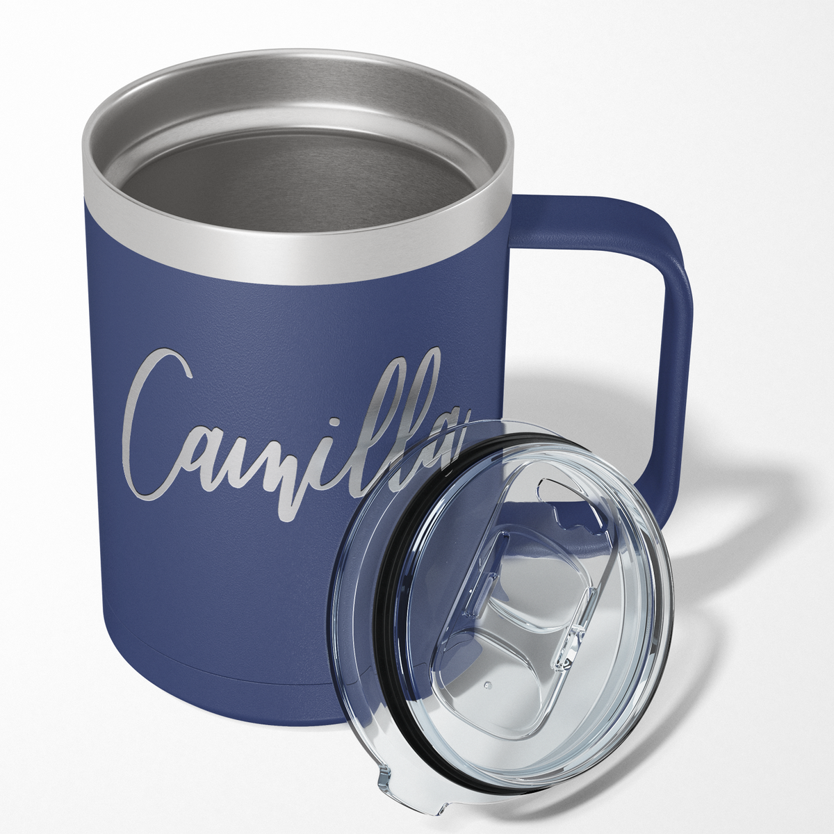 Cuptify Personalized Engraved 15 oz Stainless Steel Coffee Mug - Navy Blue